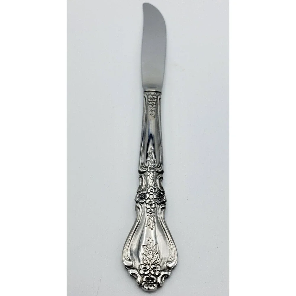 Rogers Co Stanley Roberts Kings Berry Pattern Stainles Dinner Knife Butter Korea